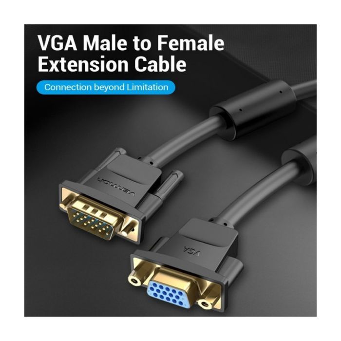 Кабель мультимедийный VGA M to VGA F 5.0m black Vention (DAGBJ) изображение 3