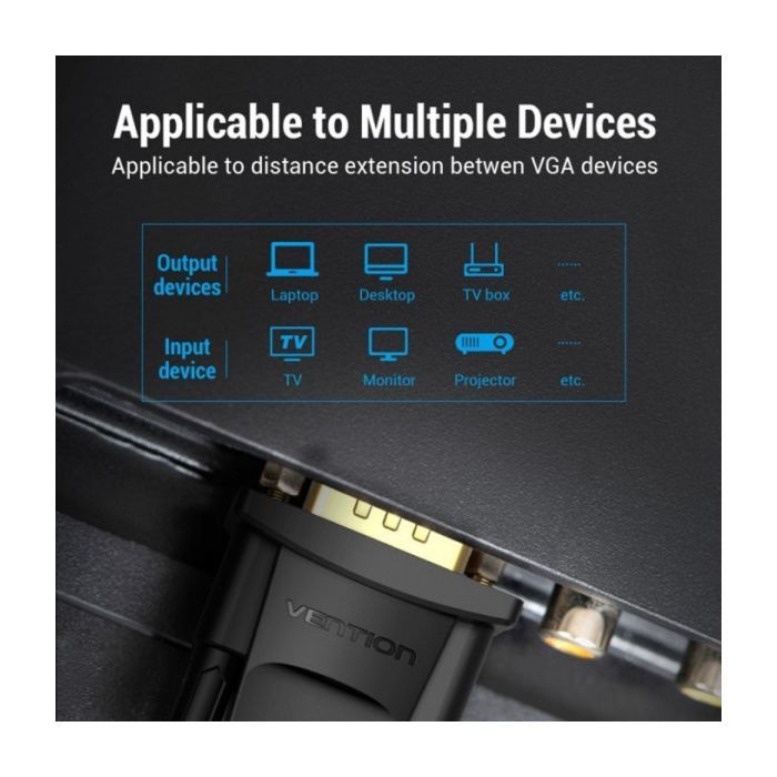 Кабель мультимедийный VGA M to VGA F 5.0m black Vention (DAGBJ) изображение 4