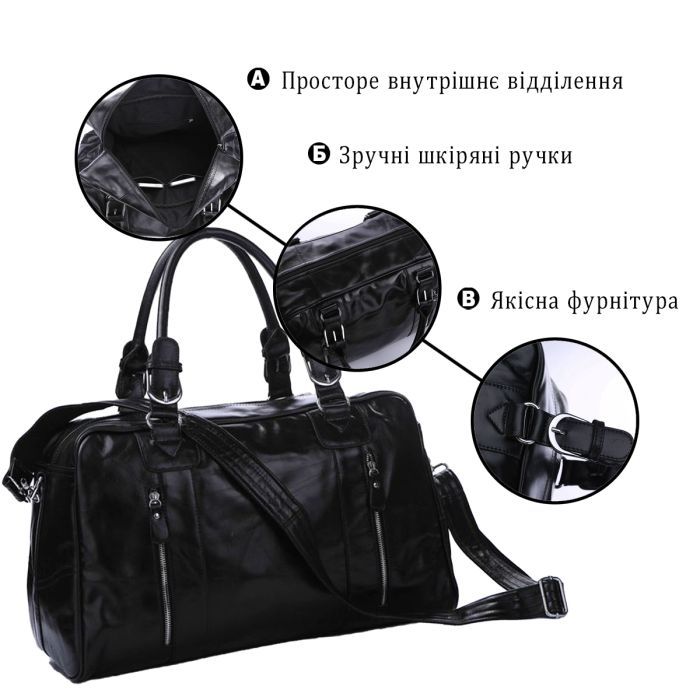 Сумка Vintage Из натуральной кожи Черная (14135) изображение 9
