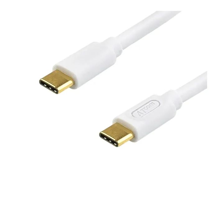 Дата кабель USB-C to USB-C 0.3m 60W 3A QC 3.0 white Atcom (AT-C03)