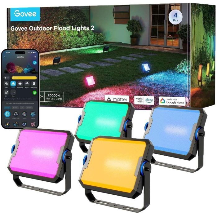 Светильник Govee H8057 Outdoor FLood Lights, 4шт, RGBICWW, WI-FI/Bluetooth, чорний (H8057C11)