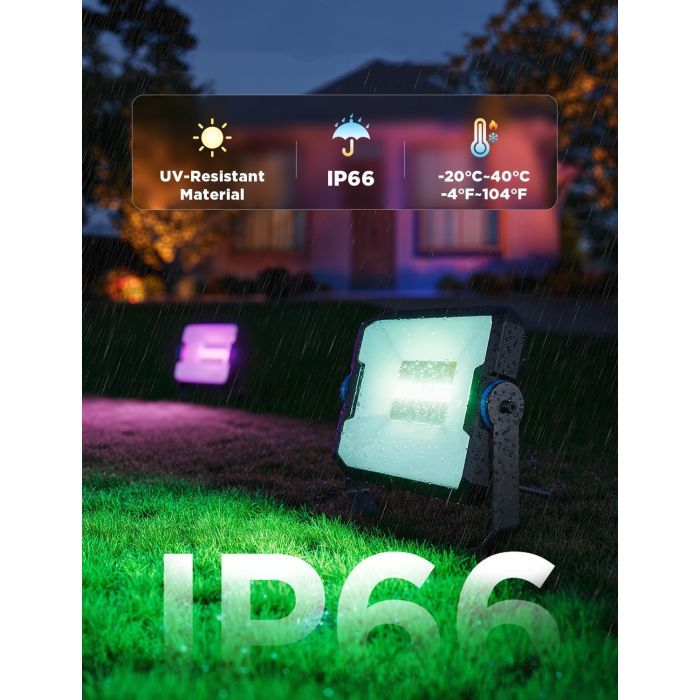 Светильник Govee H8057 Outdoor FLood Lights, 4шт, RGBICWW, WI-FI/Bluetooth, чорний (H8057C11) изображение 2
