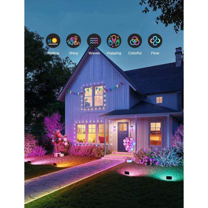 Светильник Govee H8057 Outdoor FLood Lights, 4шт, RGBICWW, WI-FI/Bluetooth, чорний (H8057C11) изображение 5