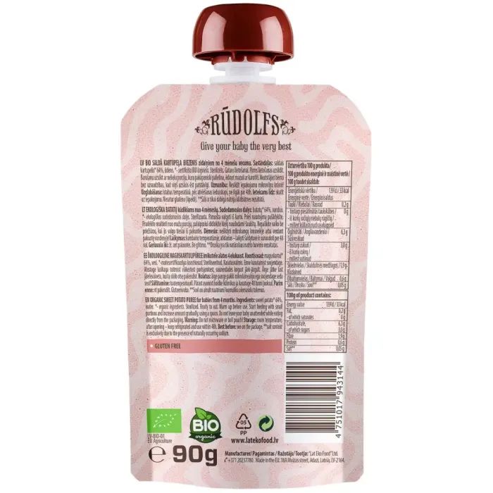Детское пюре Rudolfs органический сладкий картофель 4+, 90 г (4751017943144) изображение 2
