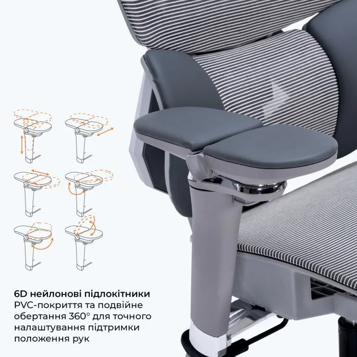 Крісло ігрове GamePro EDGE GC820MG Grey (GC820MG) зображення 11