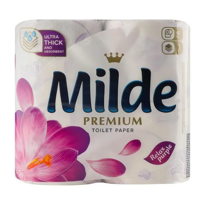 Туалетний папір Milde Relax Purple 3 шари 4 рулони (3800024025945)