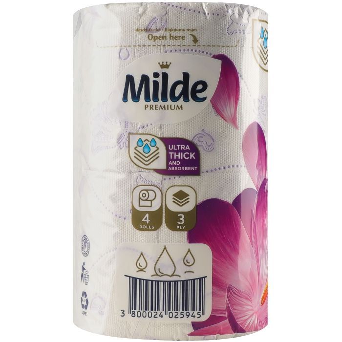 Туалетний папір Milde Relax Purple 3 шари 24+6 рулонів (3800024027512) зображення 3