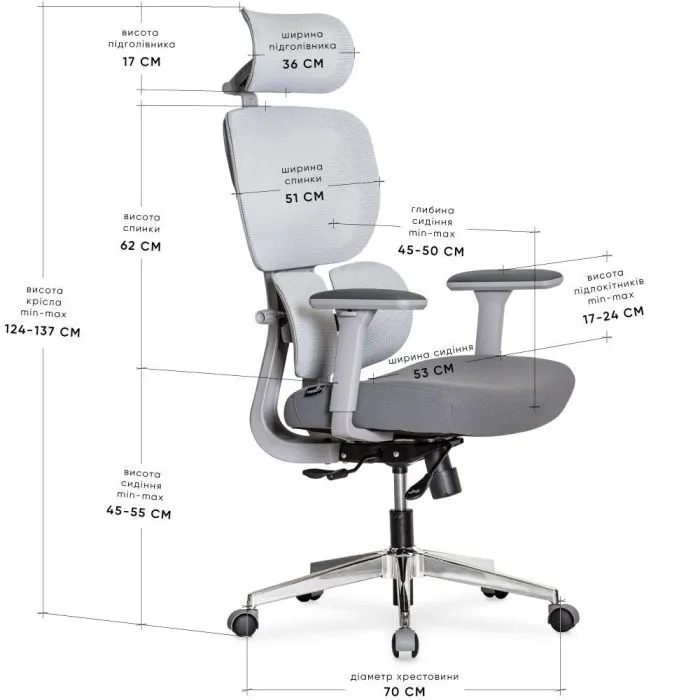 Офісне крісло Mealux D1 Duo Air Fabric Grey (HF-D1 Duo F/G) зображення 2