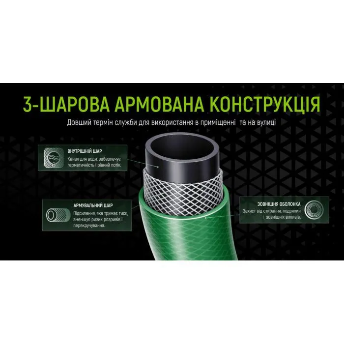 Шланг для поливу Alloid армований, 3-шаровий, Emerald Dragonfly, 3/4", 20м (WH-63307) зображення 6