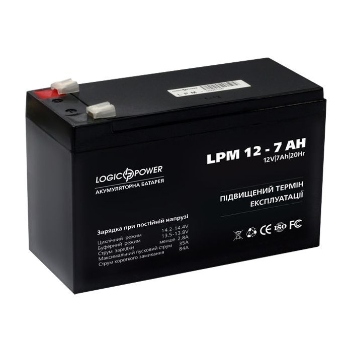 Батарея к ИБП LogicPower LPM 12В 7 Ач (3862) изображение 3
