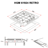 Варочная поверхность Perfelli HGM 61924 BL RETRO изображение 9