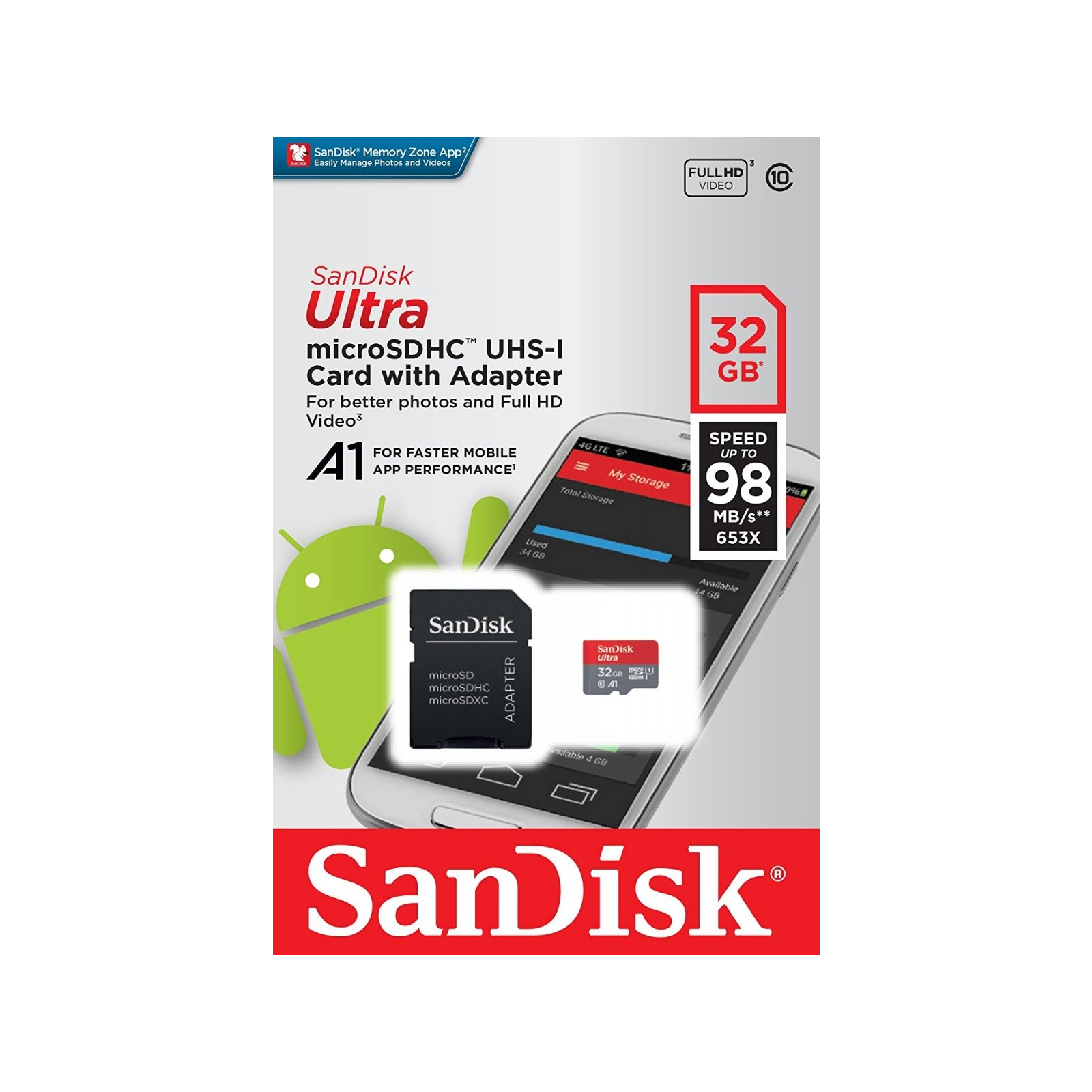 Карта пам'яті SanDisk 32GB micro-SD class 10 UHS-I Ultra (SDSQUAR-032G-GN6MA) зображення 2