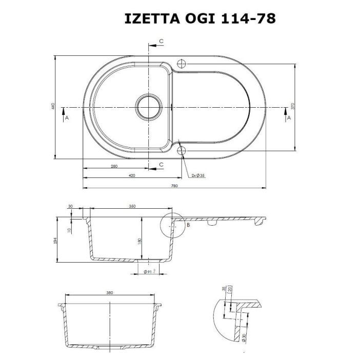 Мойка кухонная Perfelli IZETTA OGI 114-78 LIGHT BEIGE изображение 6