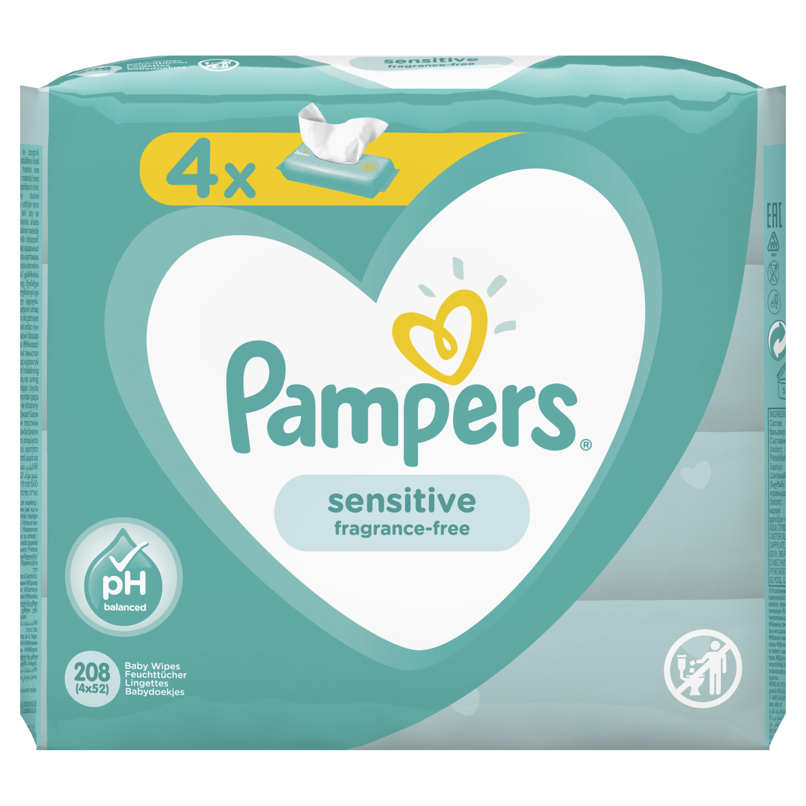 Детские влажные салфетки Pampers Sensitive 52 шт (8001841041391)