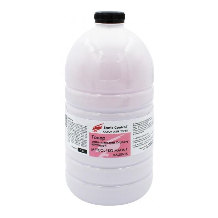 Тонер HP CLJ universal 1кг, фасовка, magenta Static Control (MPTCOL-1KG-MAOS-P)