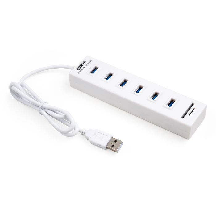 Концентратор Vinga 6xUSB2.0 + card-reader with switch 0.8m (VCP2H6USBCRSWWH) зображення 2