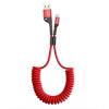 Дата кабель USB 2.0 AM to Lightning 1.0m Fish eye Spring 2A red Baseus (CALSR-09)