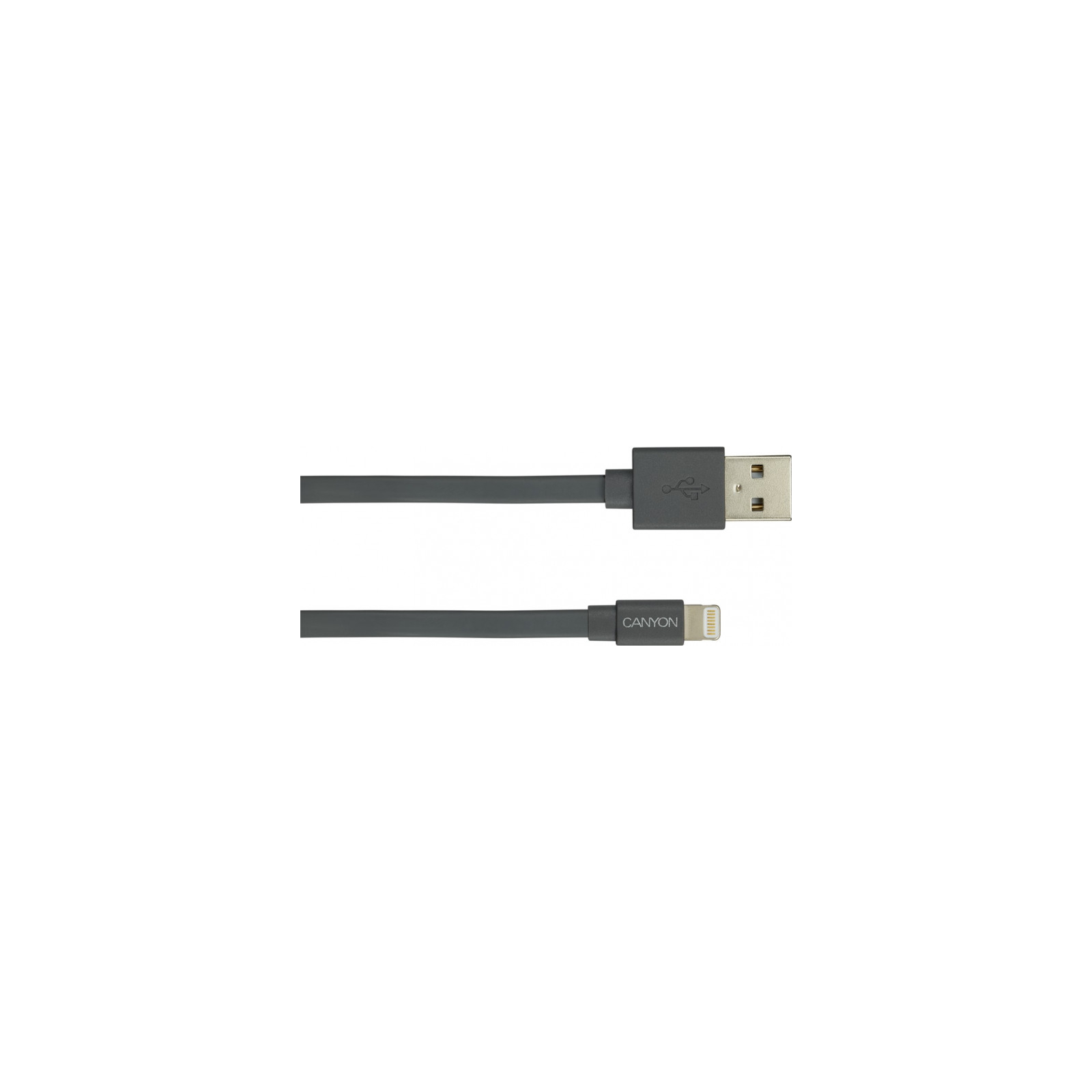 Дата кабель USB 2.0 AM to Lightning 1.0m MFI flat Dark gray Canyon (CNS-MFIC2DG) зображення 2