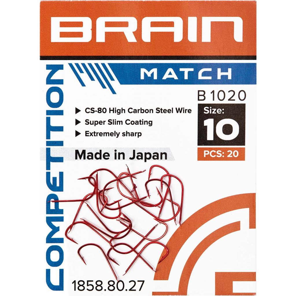 Крючок Brain fishing Match B1020 16 (20 шт/уп) Red (1858.80.24) изображение 2