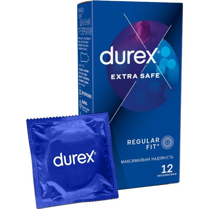 Презервативы Durex Extra Safe с силиконовой смазкой максимальная надежность 12 шт. (5010232954205)