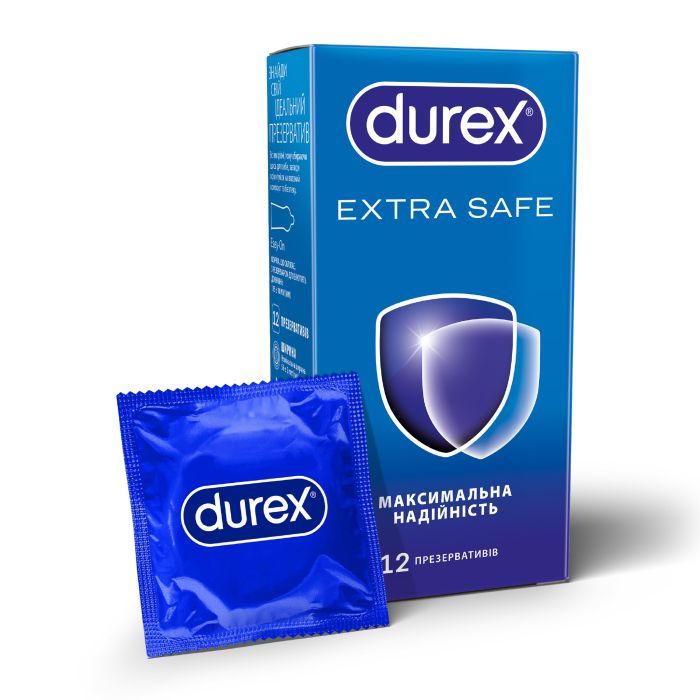 Презервативы Durex Extra Safe с силиконовой смазкой максимальная надежность 12 шт. (5010232954205)