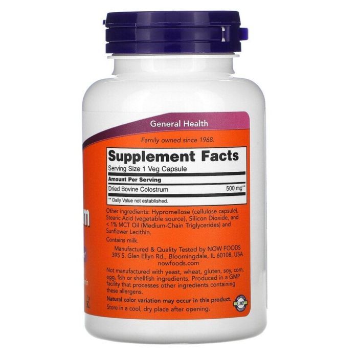 Витамин Now Foods Молозиво, 500 мг, Colostrum, 120 вегетарианских капсул (NOW-03216) изображение 2