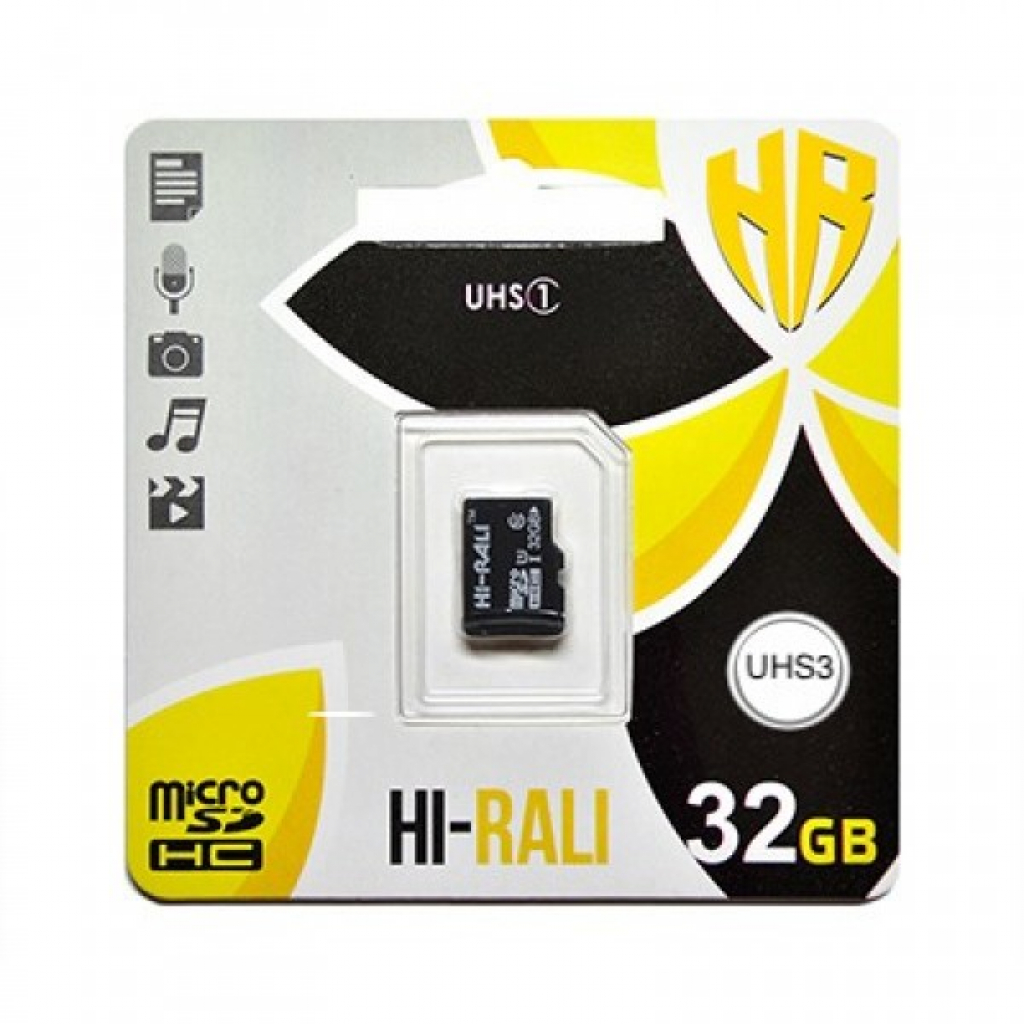Карта памяти Hi-Rali 32GB microSDHC class 10 UHS-I U3 (HI-32GBSD10U3-00)