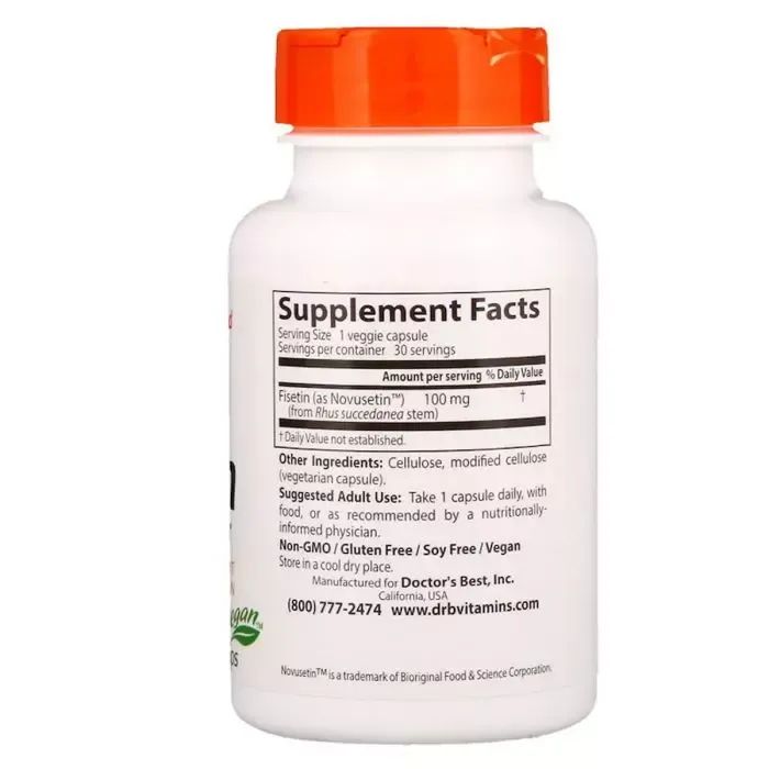 Антиоксидант Doctor's Best Поддержка Мозга, Фисетин, Fisetin with Novusetin, 100 мг, 3 (DRB-00227) изображение 2