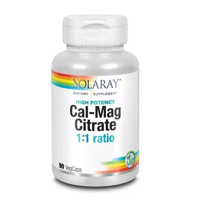 Минералы Solaray Кальций И Магний, Cal-Mag Citrate, High Potency, 90 Капсул (SOR04524)