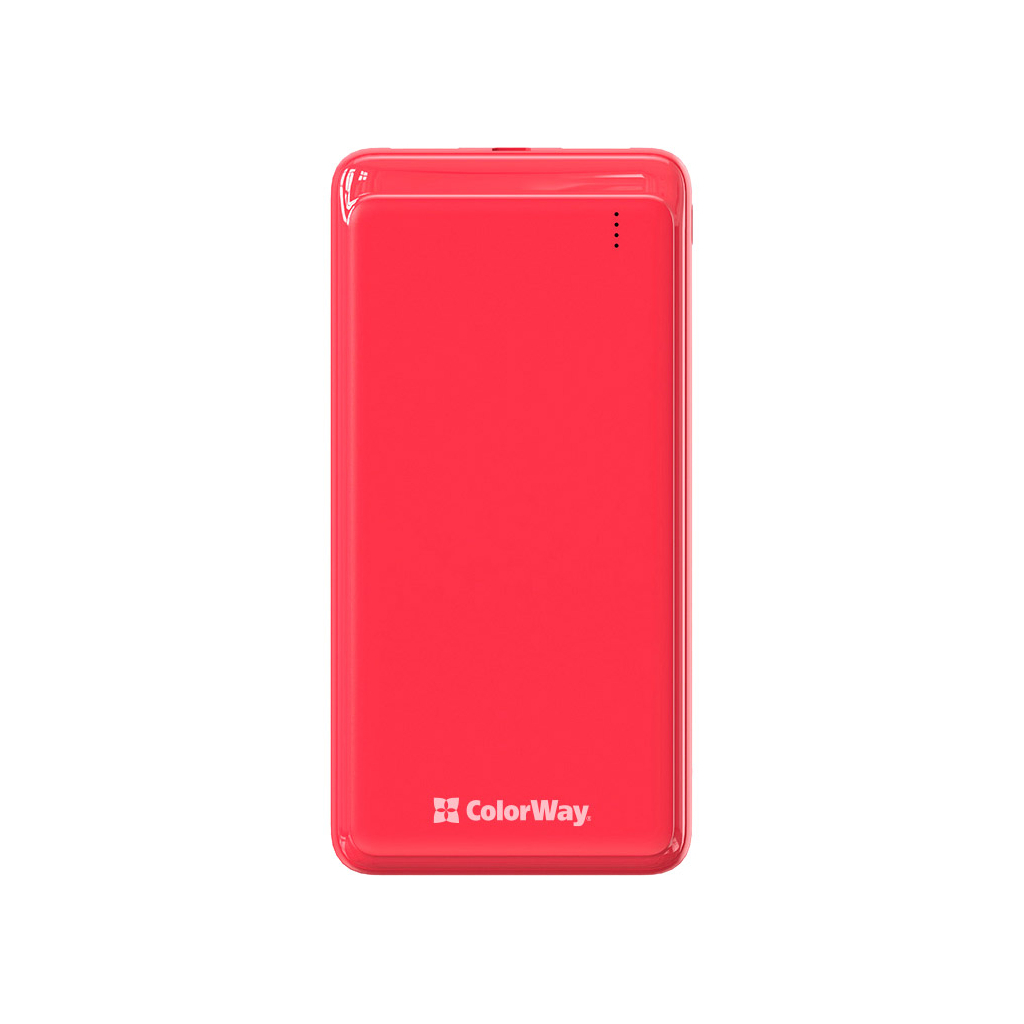 Батарея универсальная ColorWay 10 000 mAh Slim (USB QC3.0 + USB-C Power Delivery 18W) Red (CW-PB100LPG3RD-PD) изображение 2