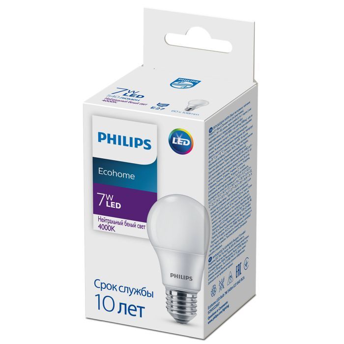Лампочка Philips Ecohome LED Bulb 7W 540lm E27 840 RCA (929002298717) изображение 2