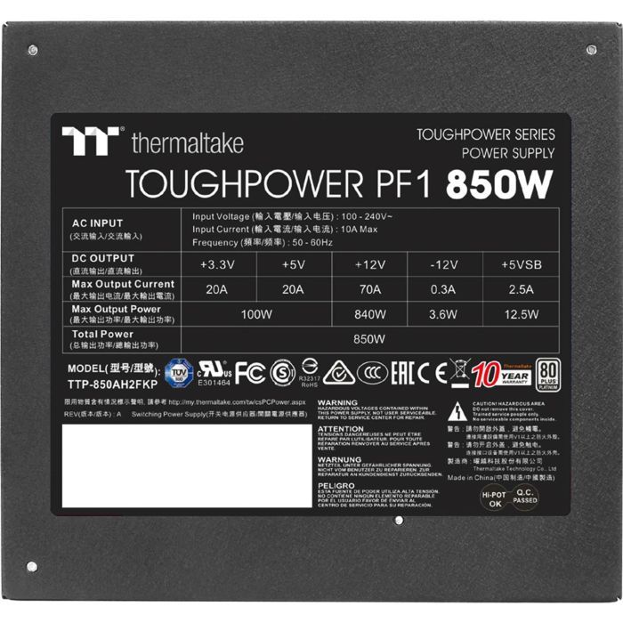 Блок питания ThermalTake 850W Toughpower PF1 (PS-TPD-0850FNFAPE-1) изображение 6