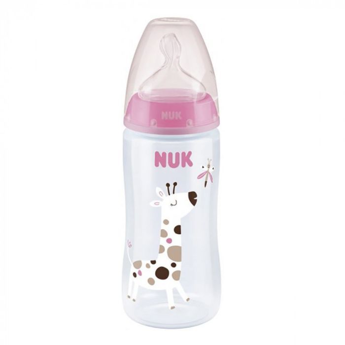 Бутылочка для кормления Nuk First Choice Plus Жираф 300 мл Розовая (3952395)