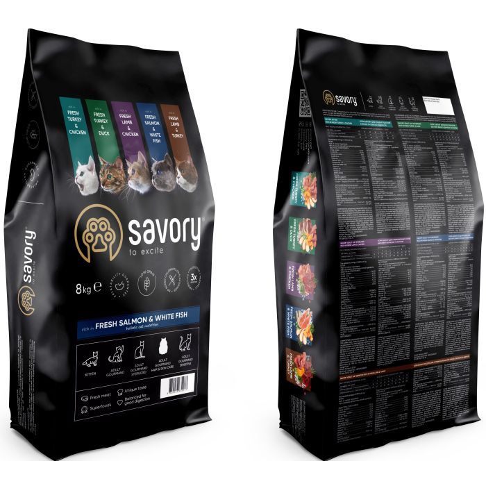 Сухий корм для кішок Savory Adult Cat Gourmand Fresh Salmon and White Fish 8 кг (4820232630037) зображення 2