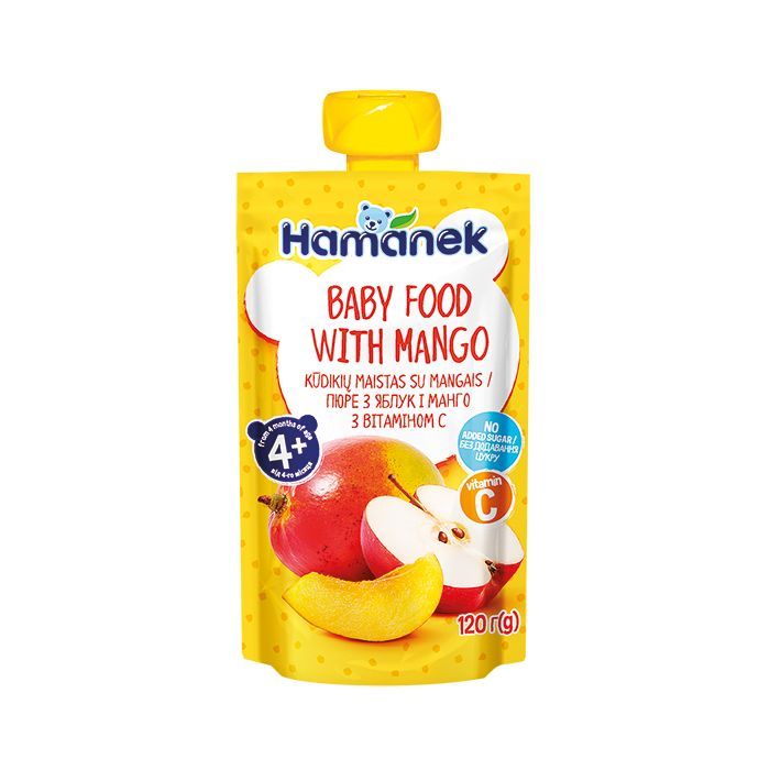 Детское пюре Hamanek Pouch яблоко и манго, 120 г (8595139780425)