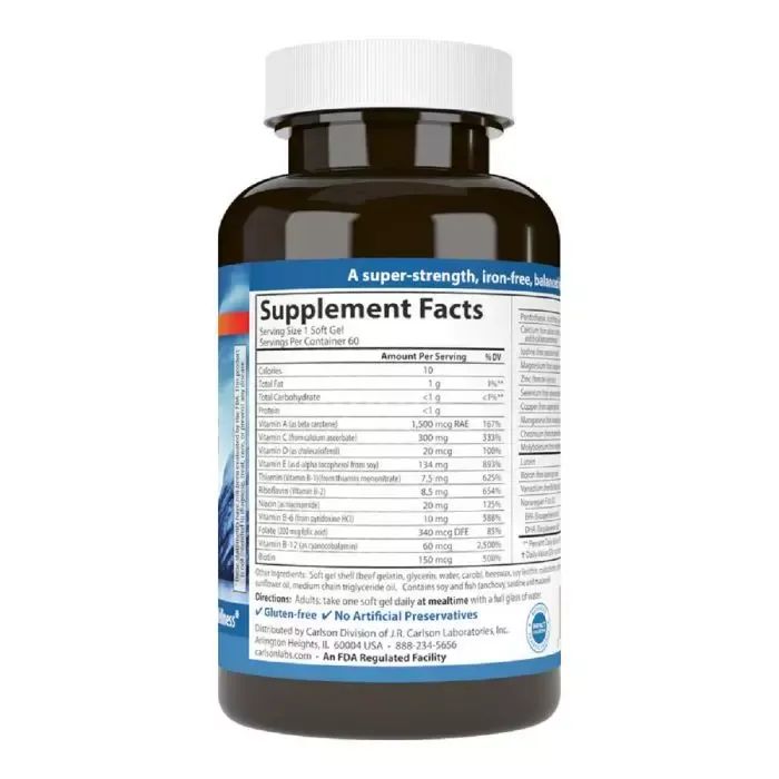 Жирні кислоти Carlson Мультивітаміни з Омега-3, Multi+Omega-3, 60 гелевих капсул (CL15850) зображення 2