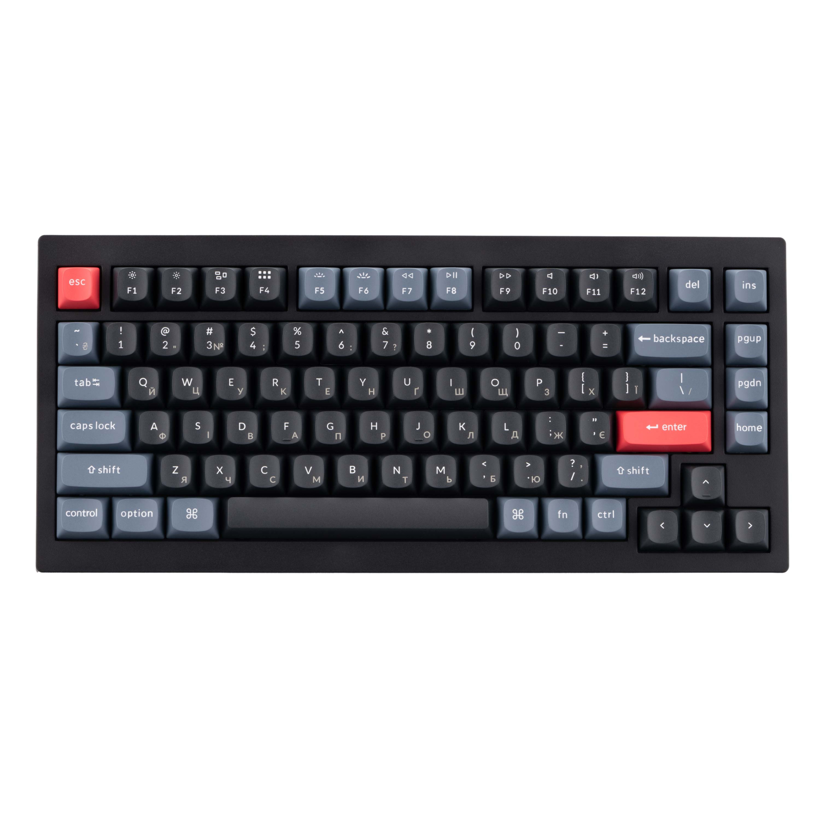Клавиатура Keychron V1 84 Key QMK Gateron G PRO Red Hot-Swap RGB Carbon Black (V1B1_KEYCHRON)