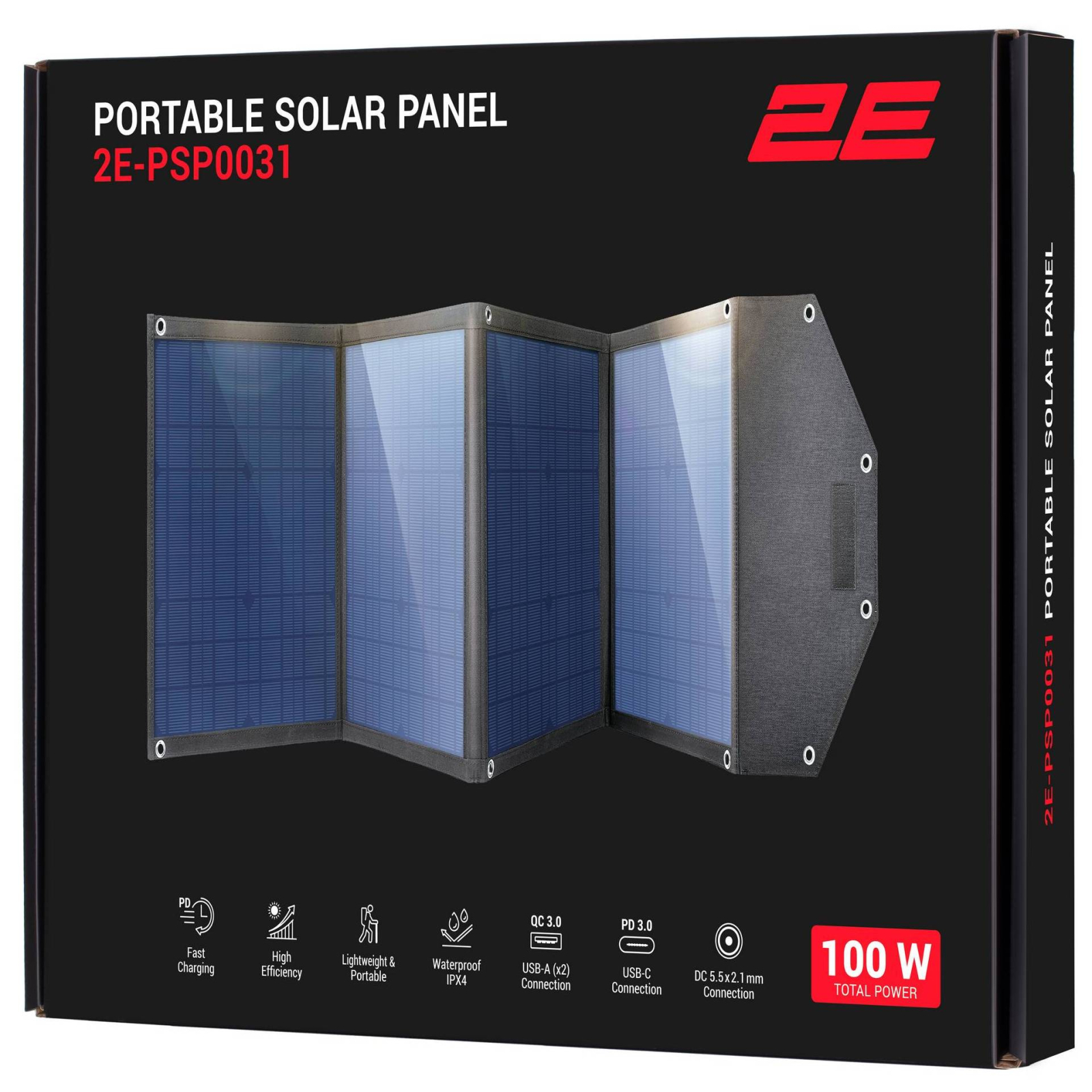 Портативна сонячна панель 2E 100W charger, DC, USB-С PD45W, USB-A 18W, USB-A 12W (2E-PSP0031) зображення 5