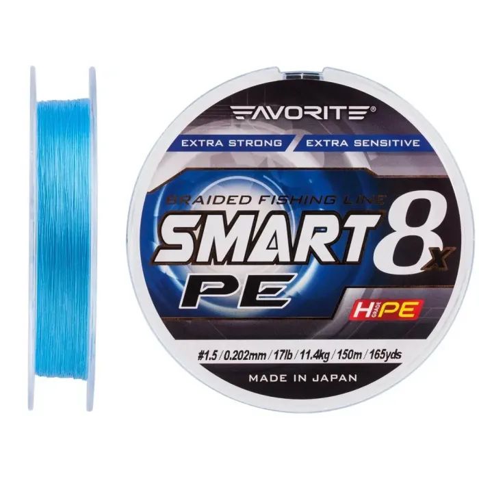 Шнур Favorite Smart PE 8x 150м 1.5/0.202mm 17lb/11.4kg Sky Blue (1693.10.75) изображение 2