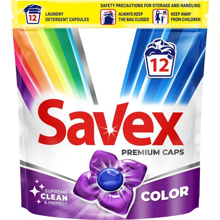 Капсули для прання Savex Premium Caps Color 12 шт. (3800024046988)