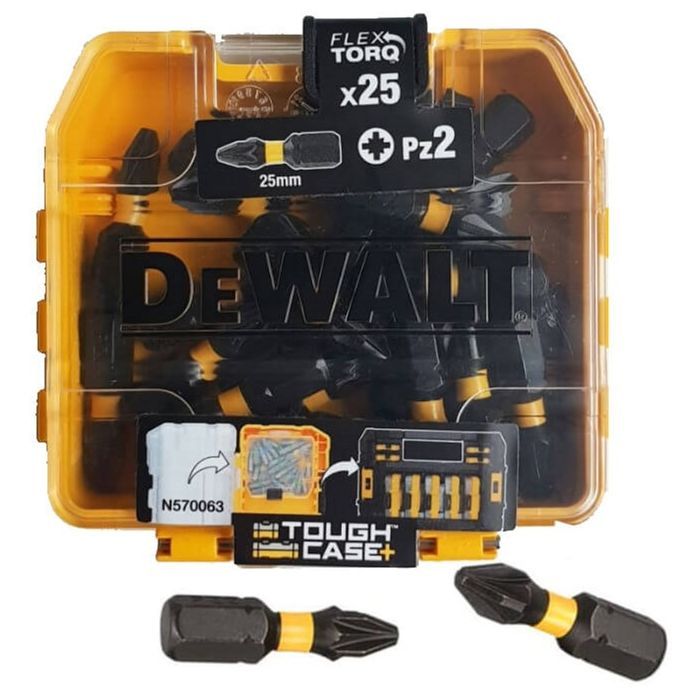 Набор бит DeWALT EXTREME FLEXTORQ, Pz2, L= 25 мм, 25 шт, кейс (DT70556T)