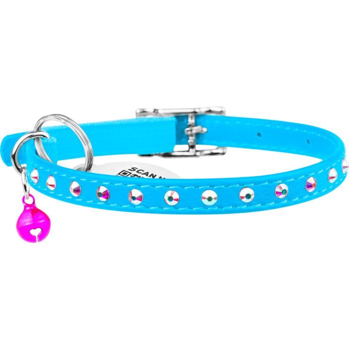 Нашийник для тварин WAUDOG GLAMOUR з резинкою і стразами для кішок (ментоловий) (325413) зображення 2