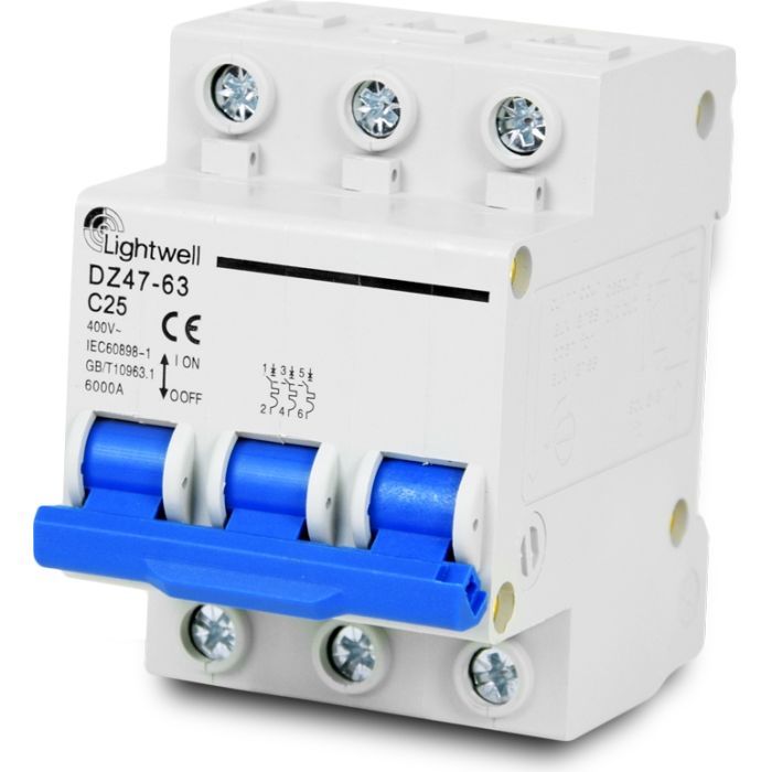 Автоматичний вимикач Lightwell MCB 3P 25A
