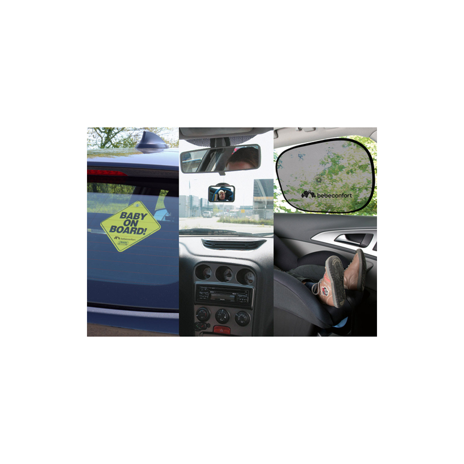 Дополнительное зеркало заднего вида Bebe Confort Travel Safety Kit Набор: зеркало, знак, шторка (3203201300) изображение 3
