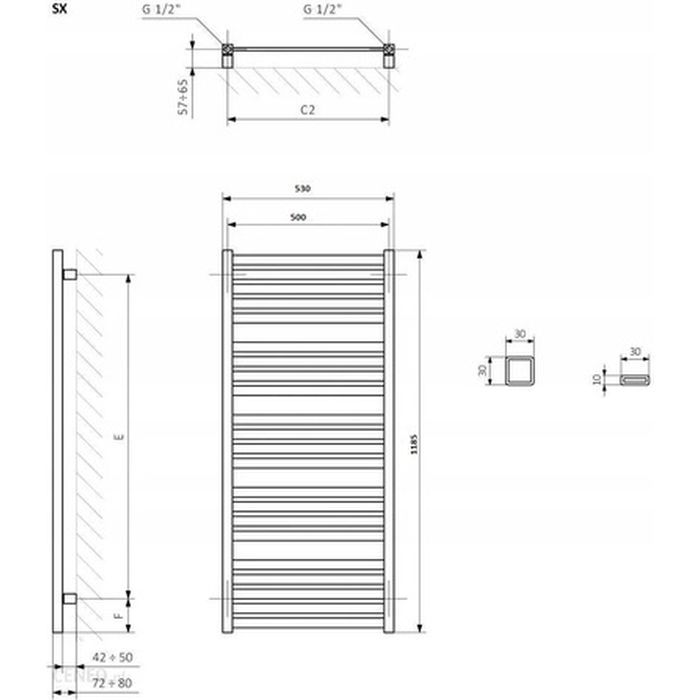 Сушарка для рушників Terma 1185x530 Marlin One (WWMRN118053KS96E1U) зображення 3
