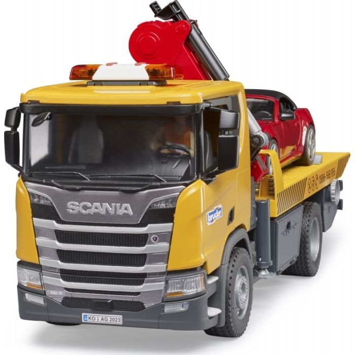 Спецтехника Bruder Эвакуатор Scania Super 560R с краном-манипулятором и автомобиль Roadster (03552) изображение 7