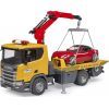 Спецтехника Bruder Эвакуатор Scania Super 560R с краном-манипулятором и автомобиль Roadster (03552)
