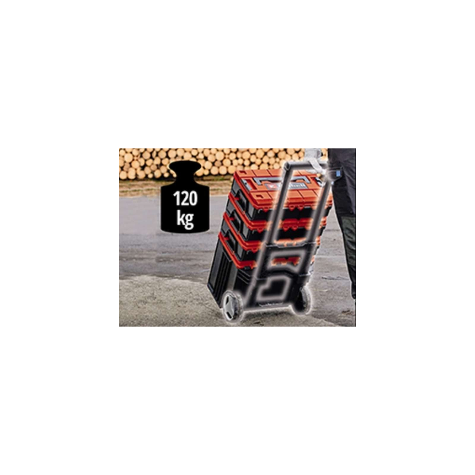 Ящик для инструментов Einhell E-Case L с колесами, до 120кг, колеса 15см (4540014) изображение 4