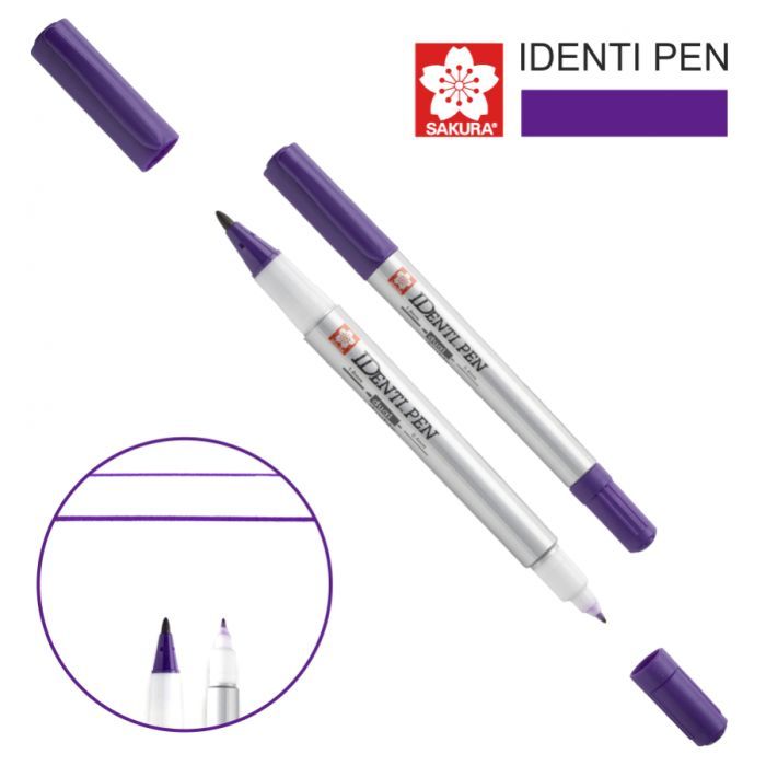 Маркер Sakura перманентний IDENTI PEN, двосторонній, 0,4/1 мм, Фіолетовий (084511365063)