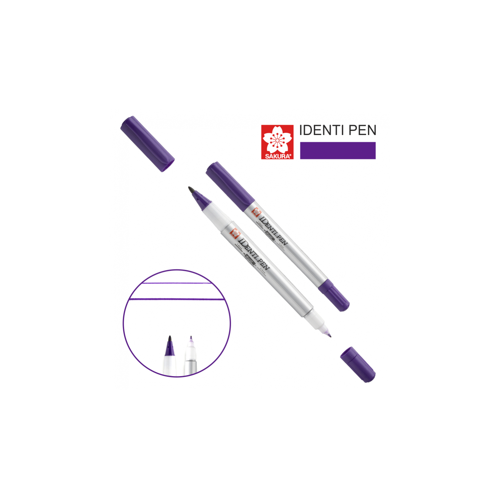Маркер Sakura перманентний IDENTI PEN, двосторонній, 0,4/1 мм, Фіолетовий (084511365063)